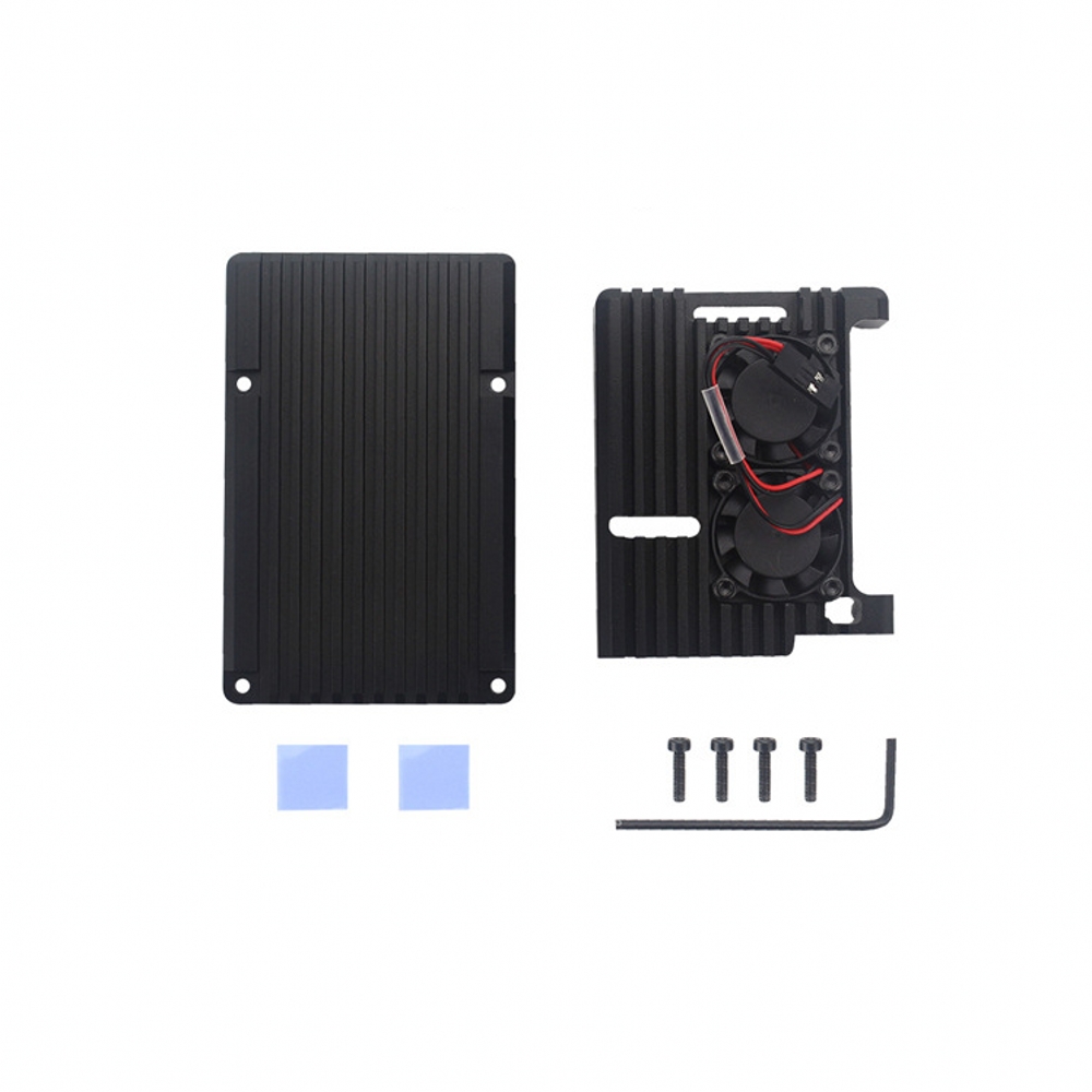 Pi 4 Case - สำหรับราสเบอร์รี่พาย 4 รุ่น B เคสอะลูมิเนียม พัดลมคู่