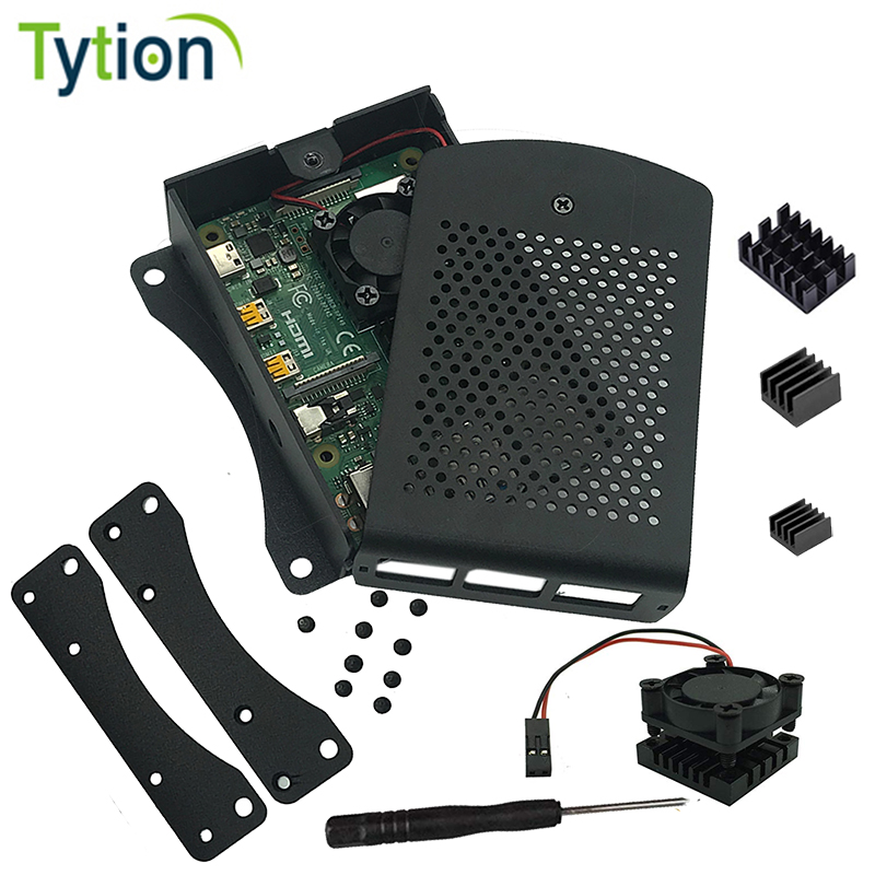 Pi Cooler - Raspberry Pi 4B 3B เคสอลูมิเนียมกล่องเปลือกแชสซีโลหะพร้อมพัดลมระบายความร้อนออนบอร์ด