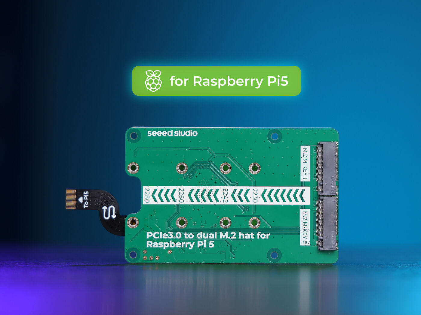 Pi 5 Case - PCIe3.0 เปลี่ยนเป็นหมวก M.2 คู่สําหรับ Raspberry Pi