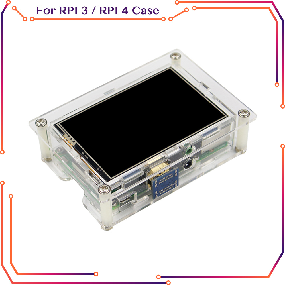 Pi 4 Case - เคสอะคริลิกสำหรับ Raspberry Pi 4กรอบใสสำหรับ3.5นิ้ว HDMI หน้าจอสัมผัสสำหรับ