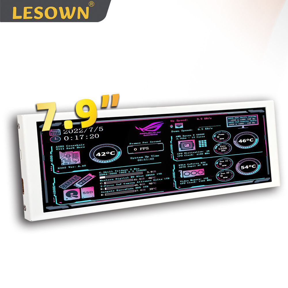 Pi 4 Case - จอแสดงผล LESOWN ขนาด 7.9 นิ้ว สีขาว