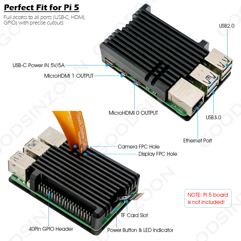 เคสเกราะอลูมิเนียมราสเบอร์รี่  - Pi 5 Case บทวิจารณ์และราคา